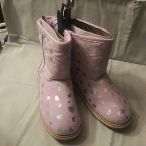 Brand new Children's Boots with tags. Size 4 Dusty Rose with iridescent hearts.